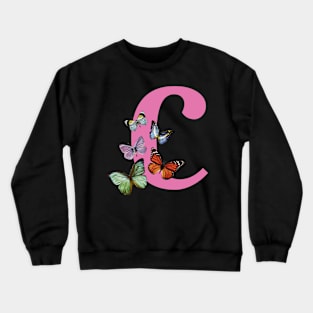 Letter pink C with colorful butterflies Crewneck Sweatshirt